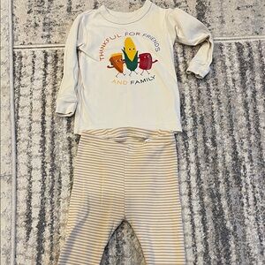 Kids Cream and Tan Pajamas Set Thanksgiving